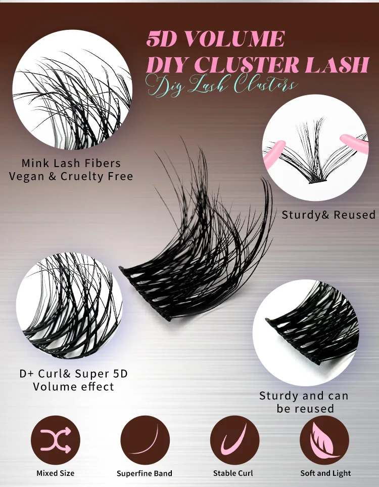 Várias caixas diy 5d clusters de cílios fofos 60d/80d/100d clusters grossos cílios individuais finos 10-16mm cluster extensão de cílios