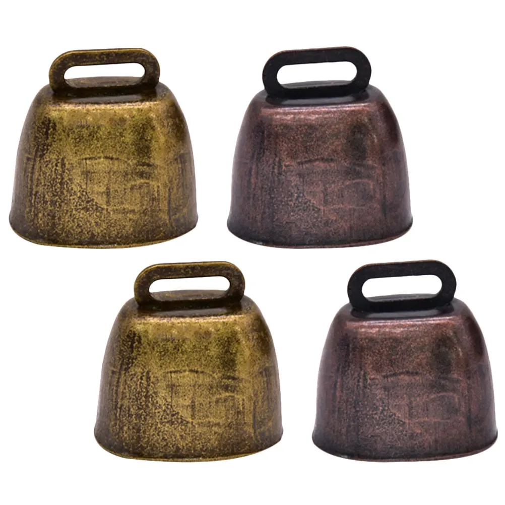 4Pcs Iron Cow Bells Vintage Loud Calling Bells for Farm Animal Noise Makers Anti-Lost Accessories Cow Bell Noise Makers