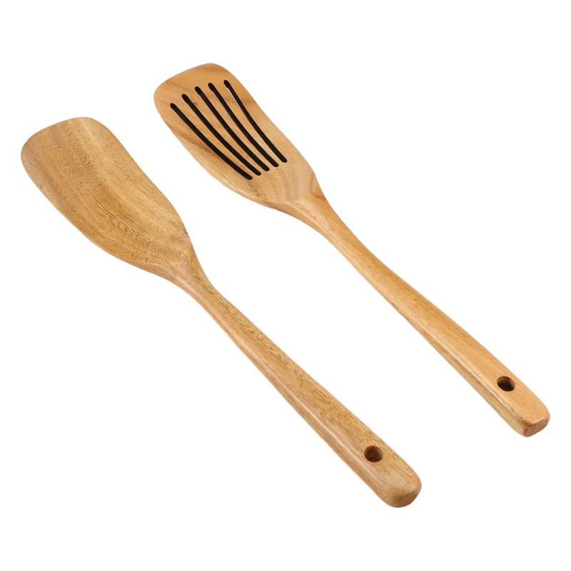 أواني الطبخ أواني المطبخ الخشبية أواني الطبخ، 2 قطعة ملاعق خشبية وملعقة للطهي، أنيق،