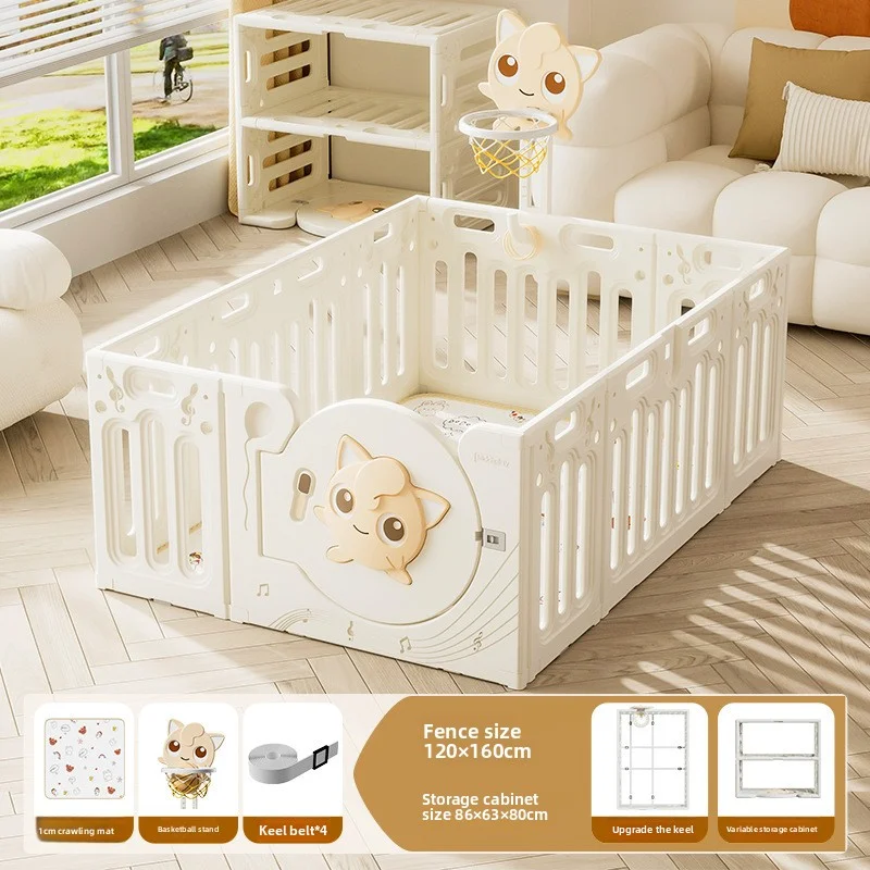 Playpen Bayi dengan Matras, Area Bermain Aman Indoor Outdoor, Pusat Aktivitas Anak dengan Matras Merangkak Anti-Selip, Playpen Lipat dengan Gerbang