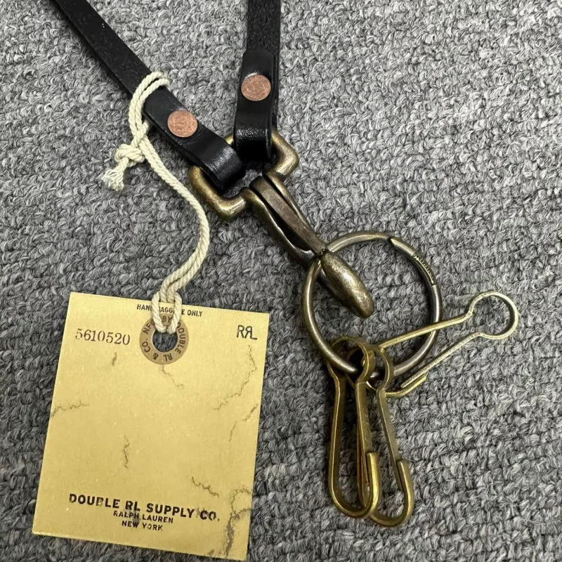 Handheld Italian Yellow Cattle Translucent Tree Cream Leather Pure Copper Hardware Keychain