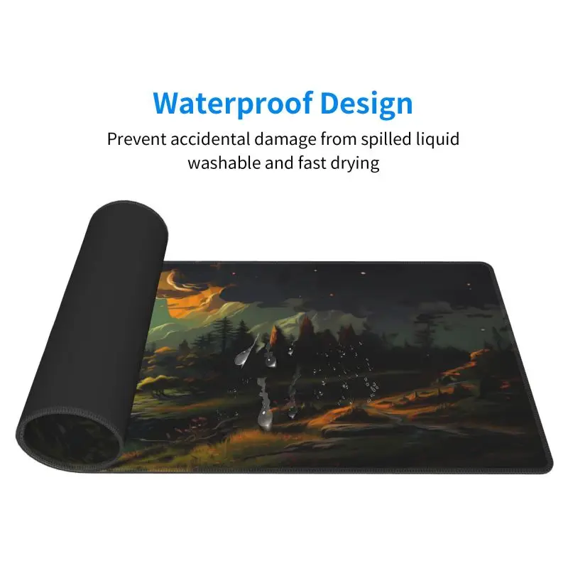 Imagem -04 - Anime Antiderrapante de Borracha Mousepad Grande Mouse Pad de Jogos Borda de Bloqueio Tapete de Mesa para Laptops Novos Modelos Paisagem do Sol Xxl