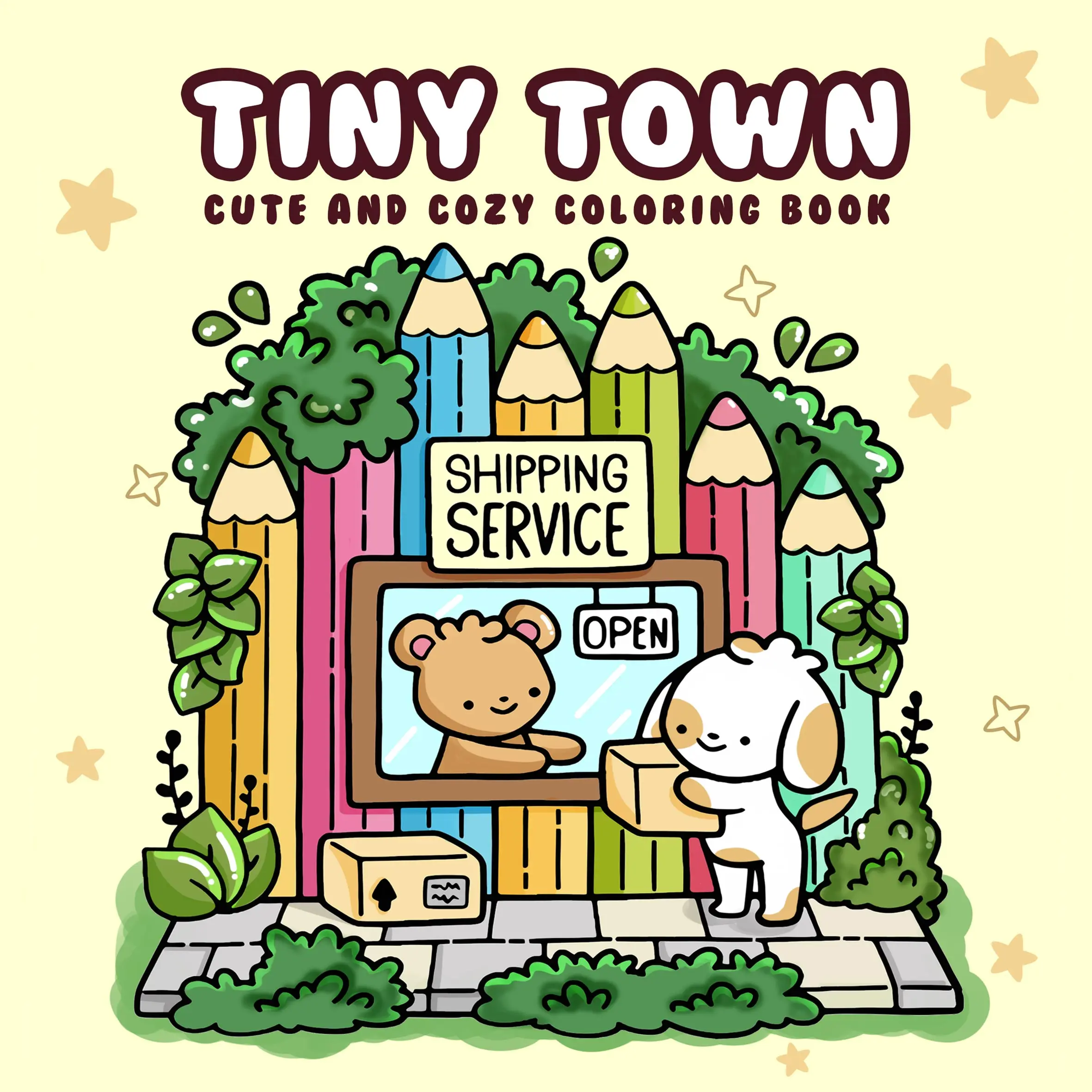 TINY TOWN Bold-easy Patterns Coloring Book for Adults Cute Drawing Book Perfect Gift for Party and Birthday