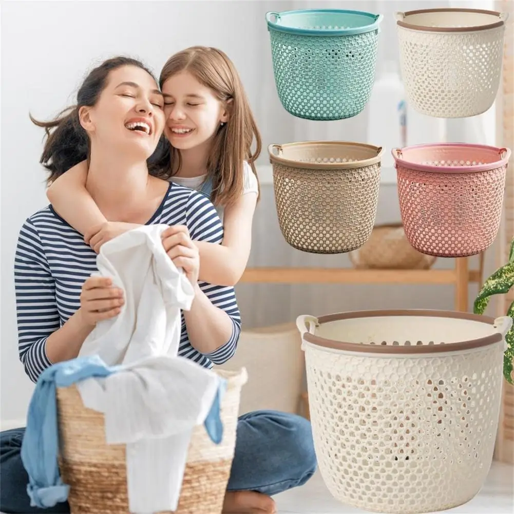 Dirty Clothes Basket Large Capacity Hollow Out Laundry Hamper With Dual Handles Good Breathability Clothes Storage Basket