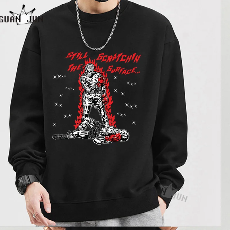 

Skull Boxer Graphic Sweatshirts Men Vintage Hooded Oversized Tops Autumn Cotton Casual Hip Hop Hoodie Streetwear Male Clothes