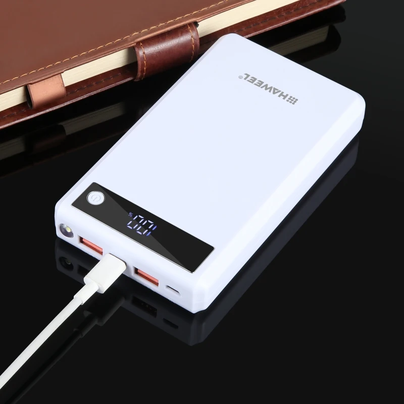 HAWEEL DIY 6 x 18650 Battery Power Bank Box with Display Max 24W Fast Charger Device Combination Case, Not Include Battery