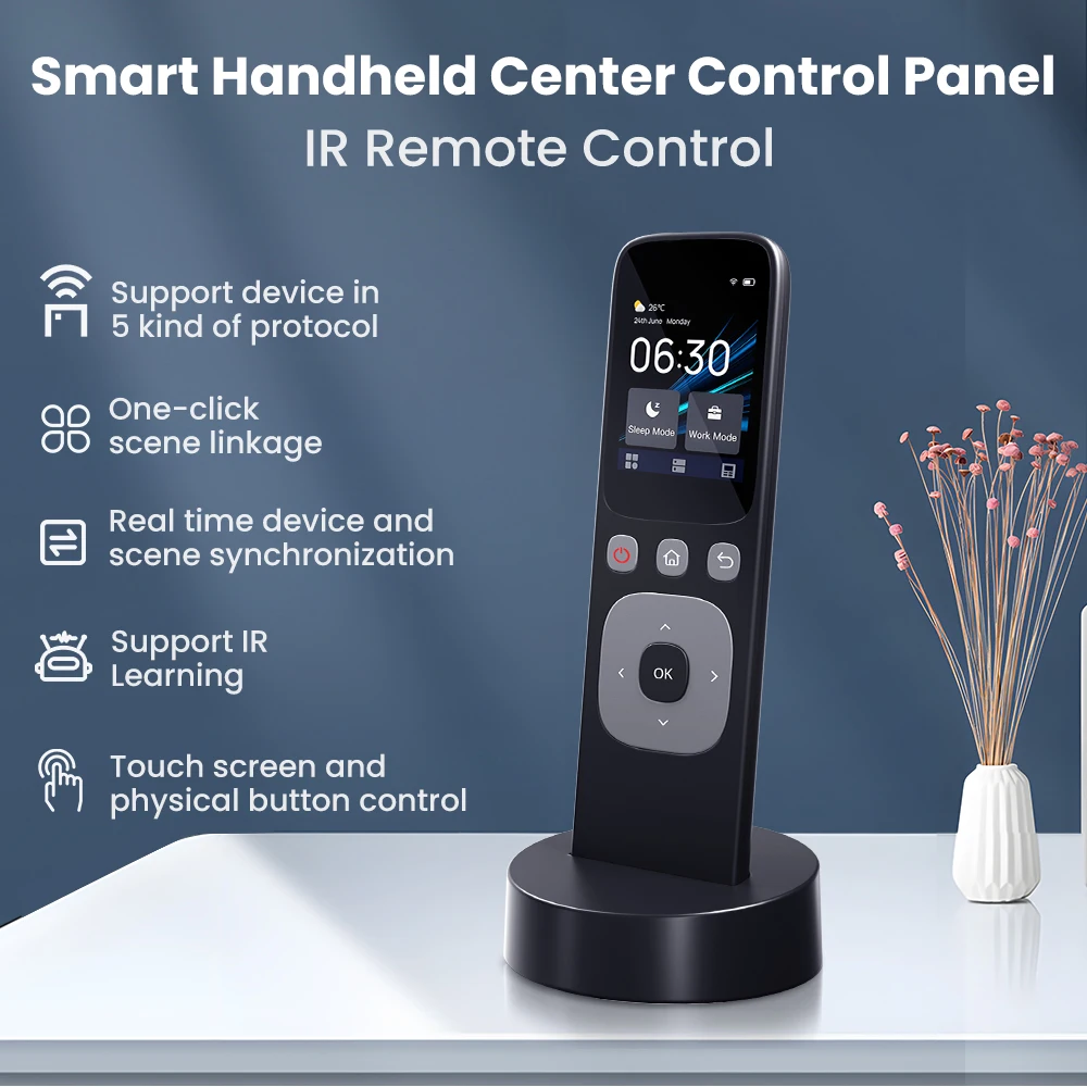 Pannello di controllo centrale intelligente AVATTO Wifi Tuya con Base di ricarica Touch Screen telecomando IR portatile per elettrodomestico