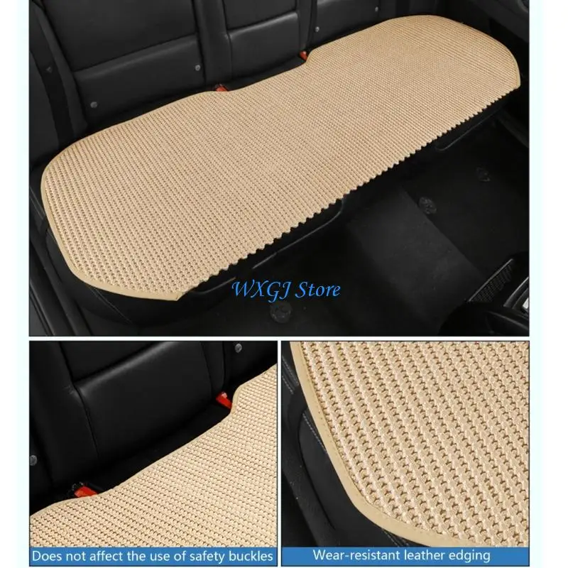 

37JE Breathable Ice Fiber Car Pad Not Slip Base Rear Enhanced Airflows 3 Seater Summer Cool Car Pad for Car