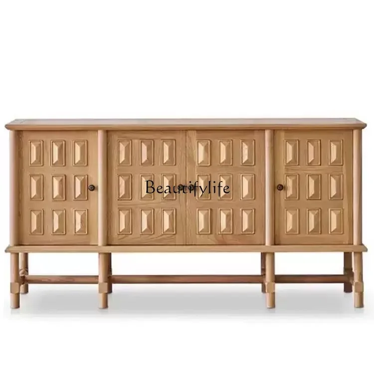 

French Vintage Khaki Side Cabinet Log Wind Living Room Storage Locker Household