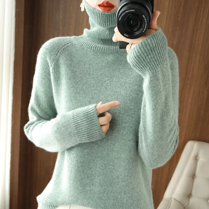 Autumn Winter Cashmere sweater women Turtleneck  Knitted  Pullover Sweater Long Sleeve Casual Soft Warm Femme