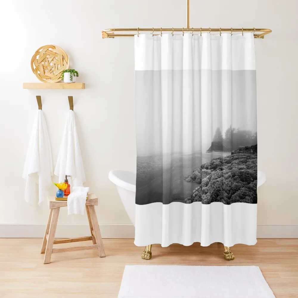 

Long Beach BC - Black and White Shower Curtain Transparent Bathroom Shower Anti-Mold Waterproof Shower Window Curtain