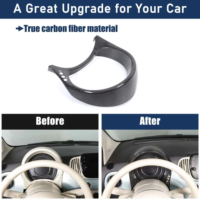 For Fiat 500 2016-2026 Real Carbon Fiber Car Center Control Display Frame Cover Sticker Car Interior Accessories