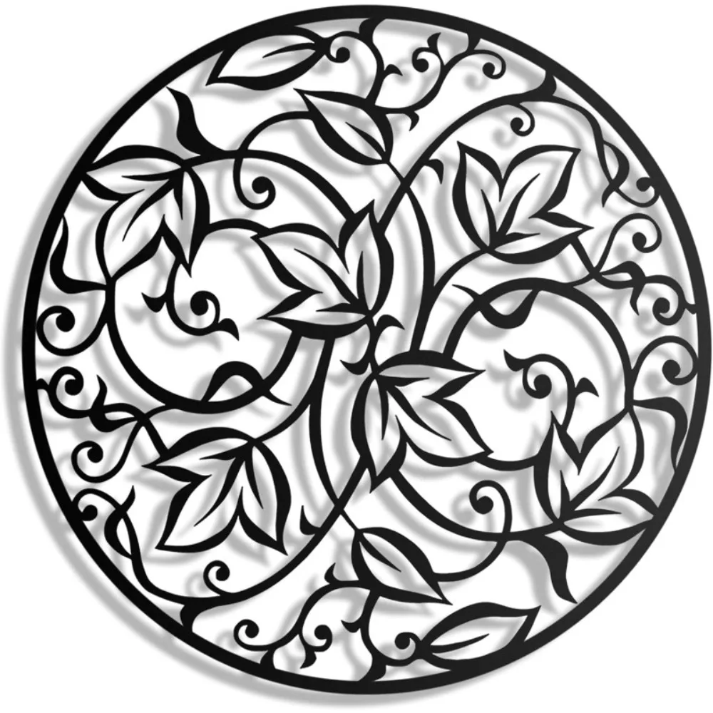 Iron Wall Art Leaf Mandala Hanging, Farmhouse Hook Decor for Living Room, Bedroom, Entryway, Home Decoration Gift