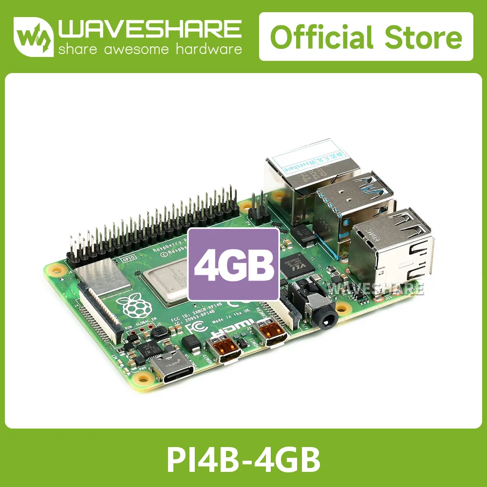 Raspberry Pi 4 Modell B Rev1.2 4 GB RAM 64-Bit 1,5 GHz Quad-Core Gigabit Ethernet Bluetooth 5.0 USB Typ C Netzteil