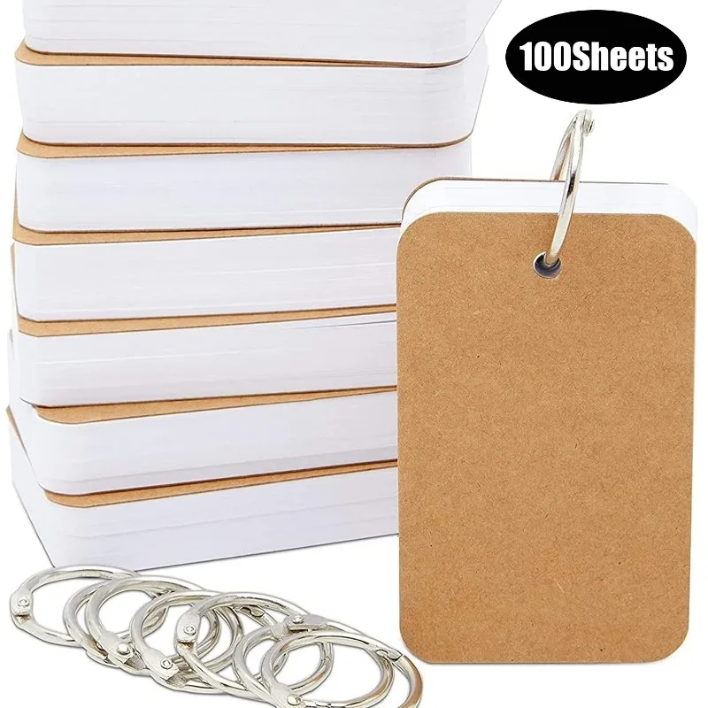 memo pad portatil em branco com binder ring papel kraft caderno de folhas soltas papelaria de estudante escolar escritorio 01