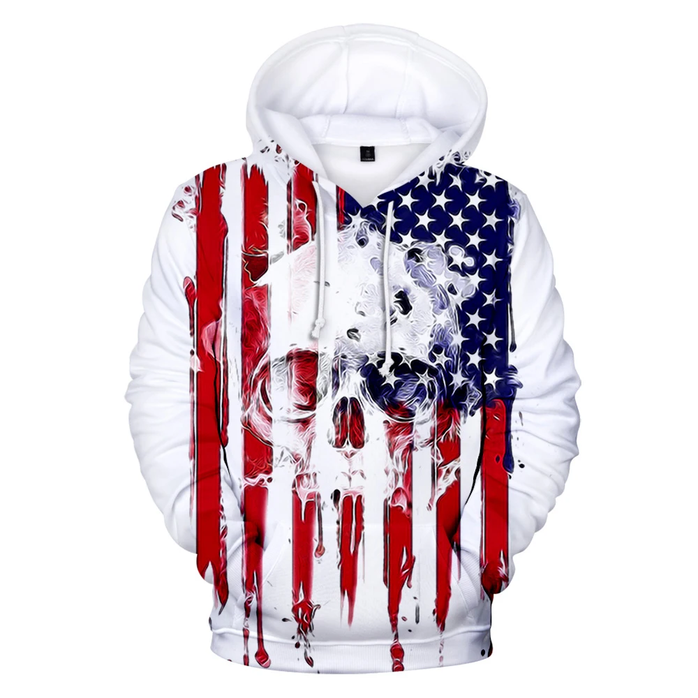 Aikooki USA Hoodies Men Sweatshirt JULY FOURTH Hooded United States America Independence Day Hoody Mens National Flag Coats Tops