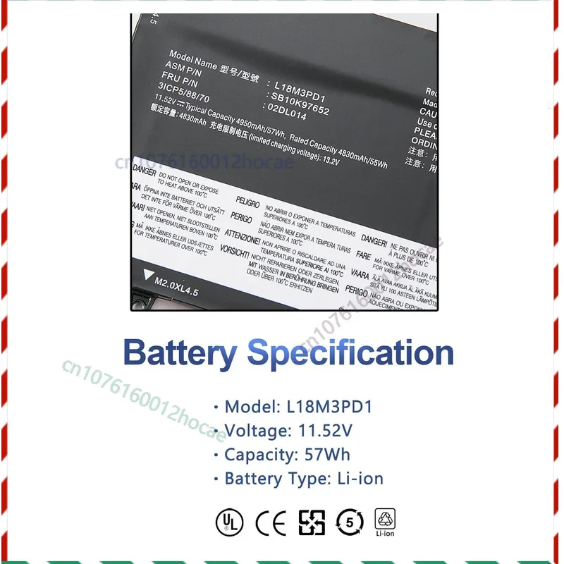

L18M3PD1 Аккумулятор для ThinkPad T490s T495s T14s серии L18C3PD1 L18L3PD1