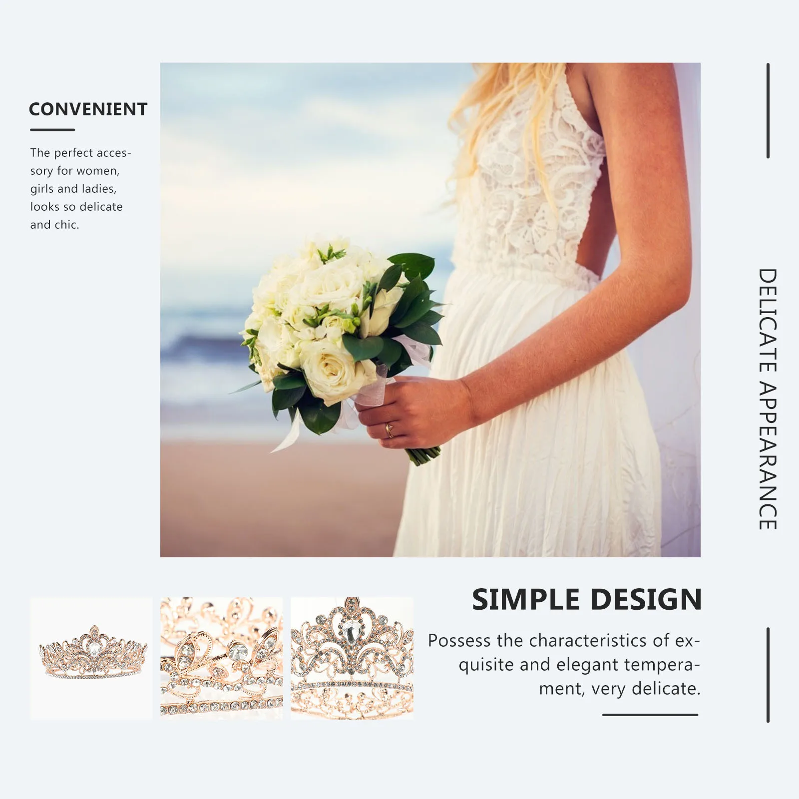 

Vintage Elegant Bride Crown Wedding Headdress Decorative Chic Bridal Tiara Hair Jewelry Party Headwear Hair Accessory