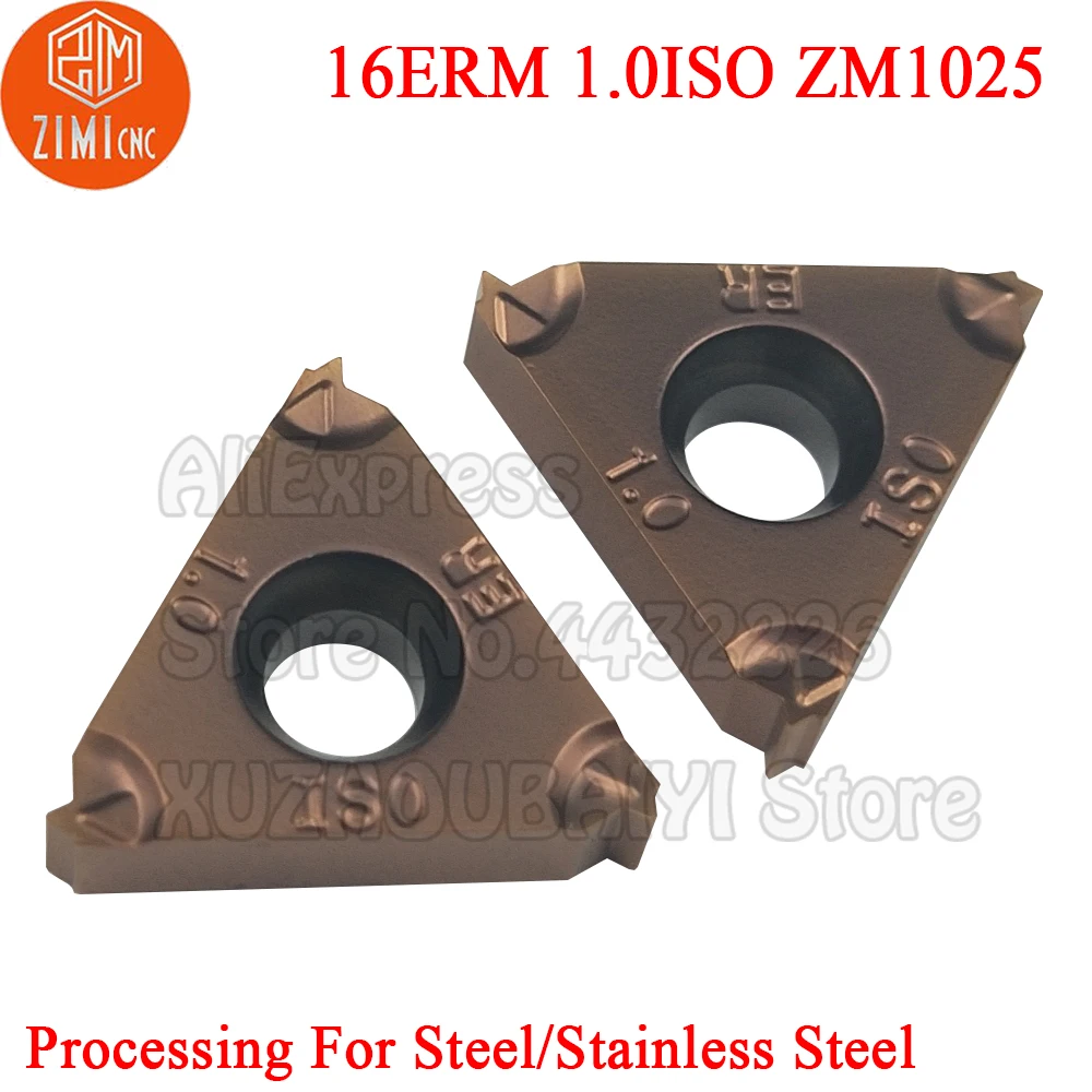 10pcs 16ERM 1.0ISO ZM1025 16ERM 1.0 ISO 16ERM1.0ISO Carbide Thread Inserts Turning Tools CNC Metal Cutter Lathe Threading Blade