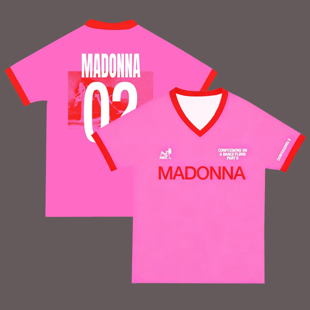 Men's Women's Madonna Fan Oversized Football Jersey Number 02 Graphic Short Sleeve Y2K Streetwear Casual Music Fan Sports Tee