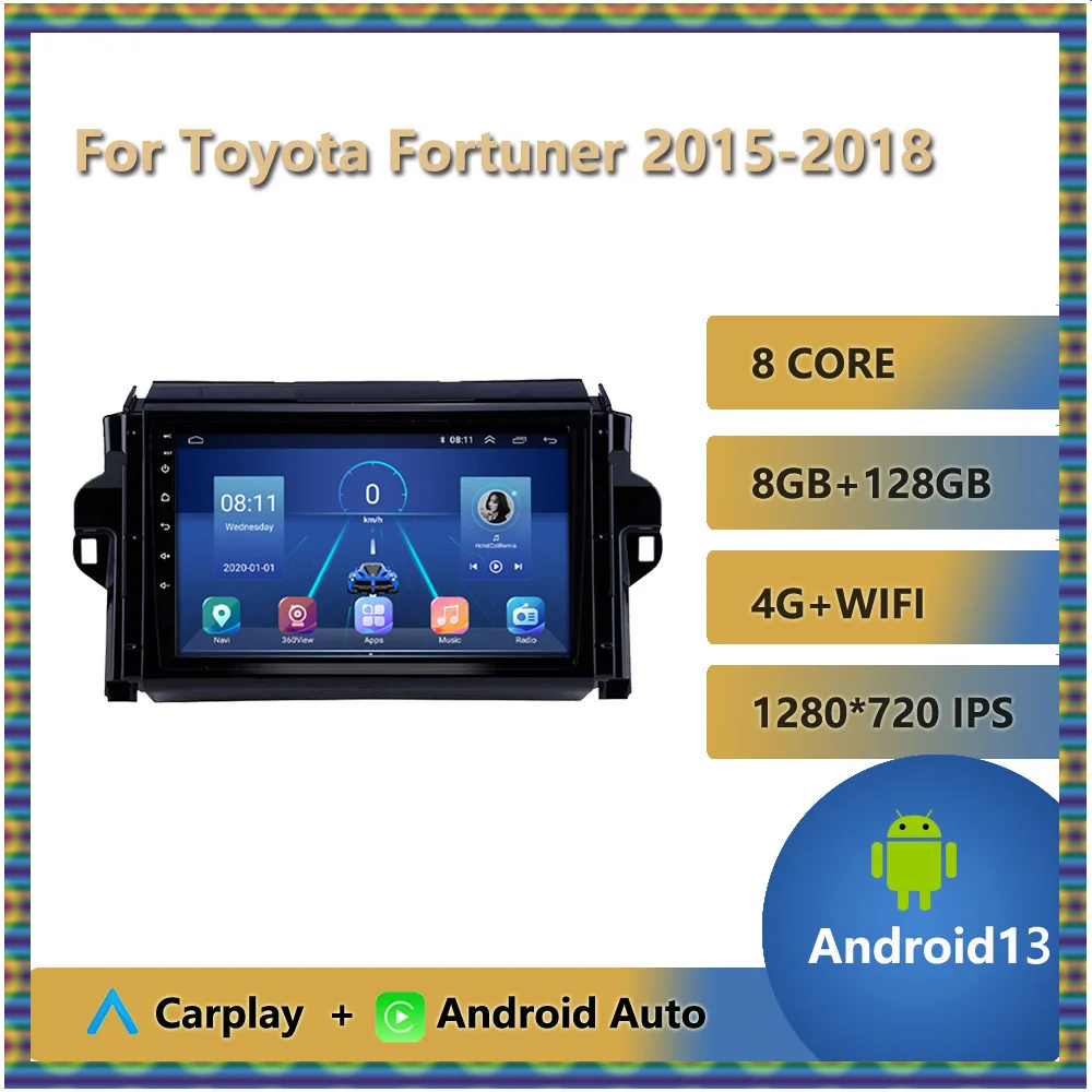 2 Din Andriod 13 Car Radio For Toyota Fortuner 2015 2016 2017 2018 Navigation GPS DVD Stereo Head Unit 9