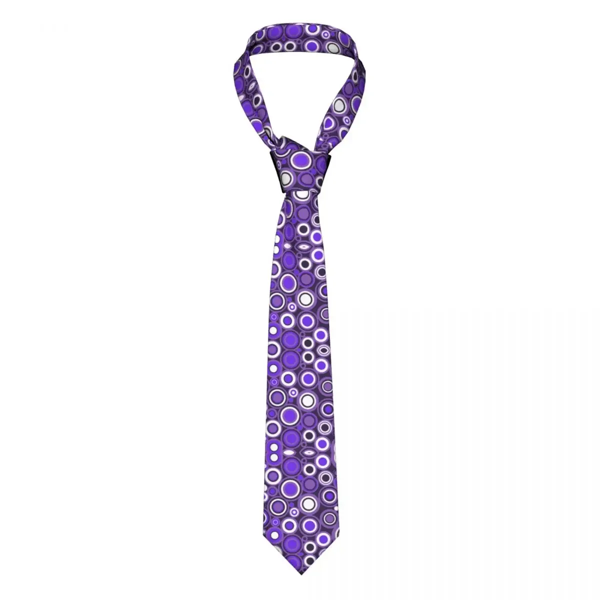 Fashion Ultra Violet And White Circle Retro Tie for Office Customized Mens Mid Century Modern Neckties