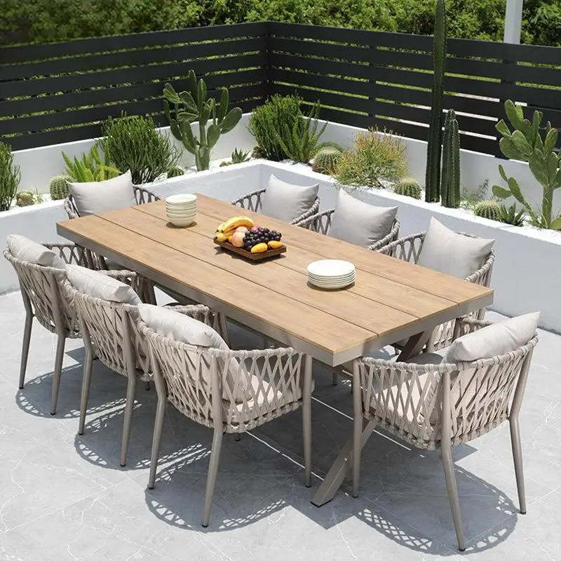 

Modern Solid Wood Eco-Friendly Durable Rectangle Dining Table for 6 Handmade Patio Garden Backyard Outdoor Usepromote sales