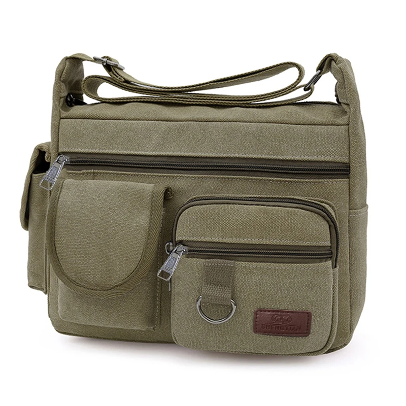 1PC Men Canvas Shoulder Bags Casual Tote Large Capacity Travel Men\'s Crossbody Bag Fashion Portable Handbag Large Satchel