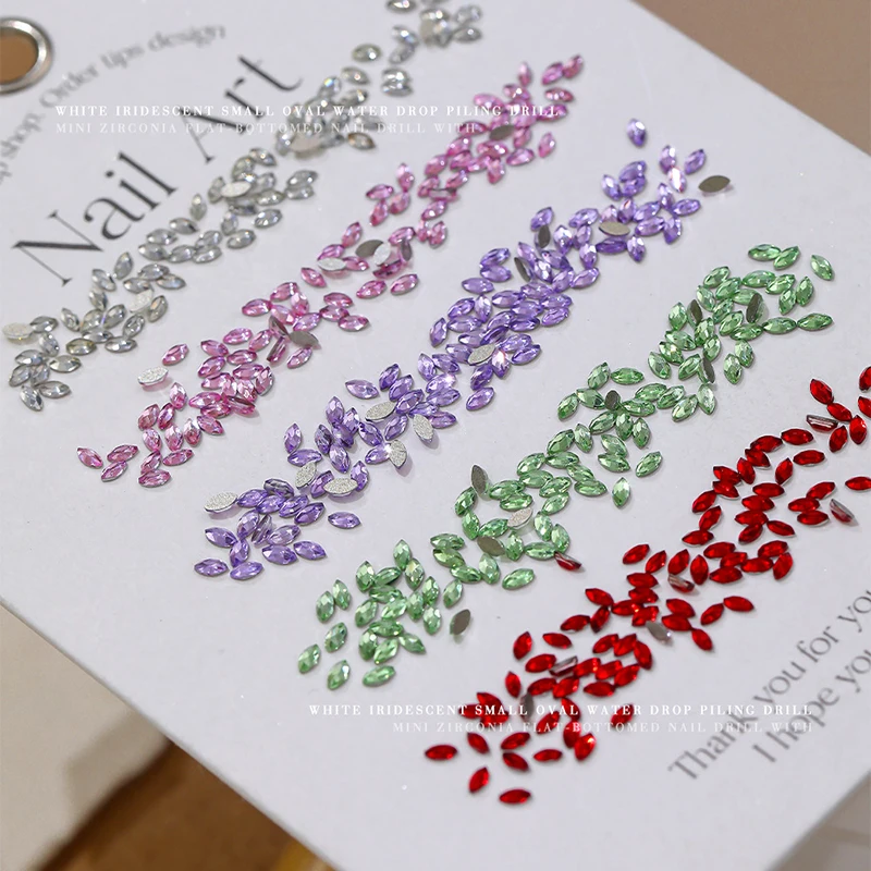 50 個 1.5*3 ミリメートルネイルアートラインストーンガラスクリスタルミニフラットバック馬の目 DIY マニキュア装飾ダイヤモンド