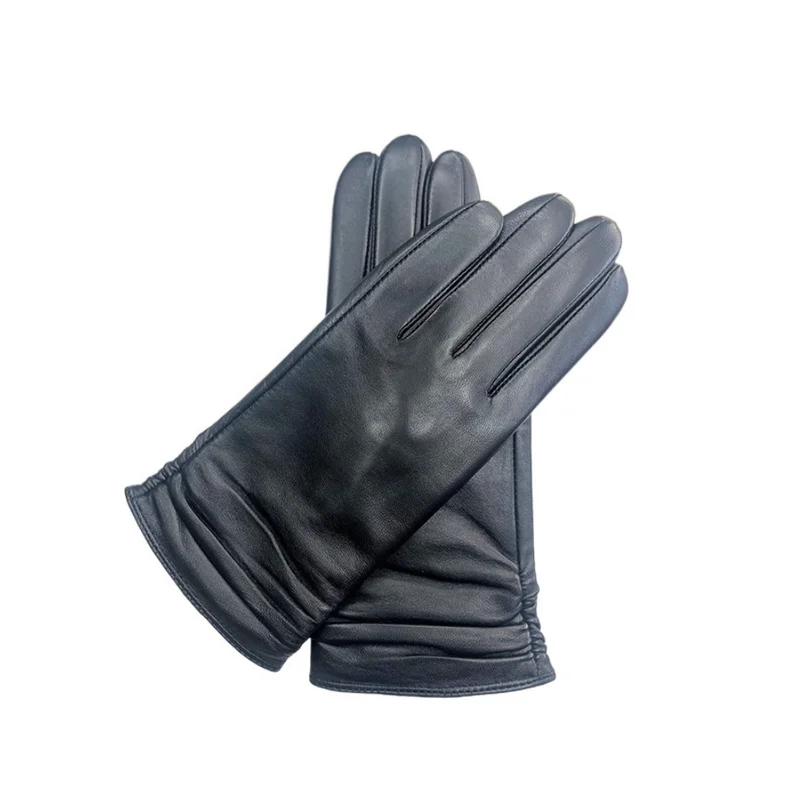Winter Genuine Sheepskin Leather Gloves Women Warm velvet lined  Touchscreen Outdoor Cycling Driving Motorcycle Windproof Gloves