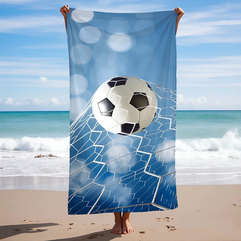 1pc Football Goal Beach Towel, Sand Resistant Quick Dry Towel, Soft Absorbent, Multipurpose for Sports, Swimming Pool, Beach