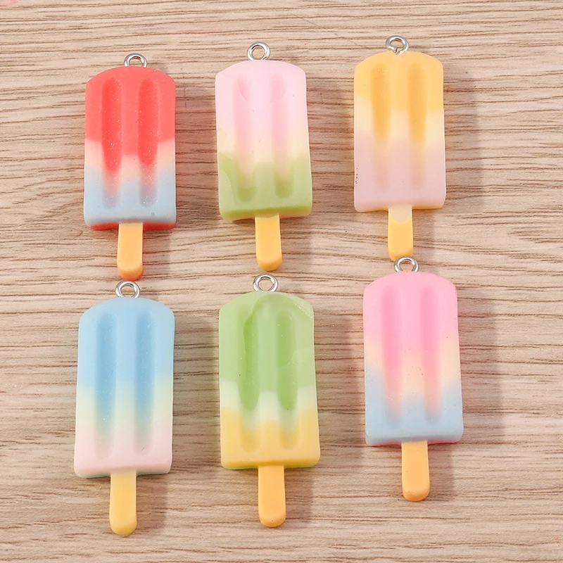 10 szt. 14x41mm Urocze, kolorowe zawieszki w kształcie lodów na patyku, idealne do tworzenia biżuterii, kolczyków, naszyjników i innych rękodzieł DIY.