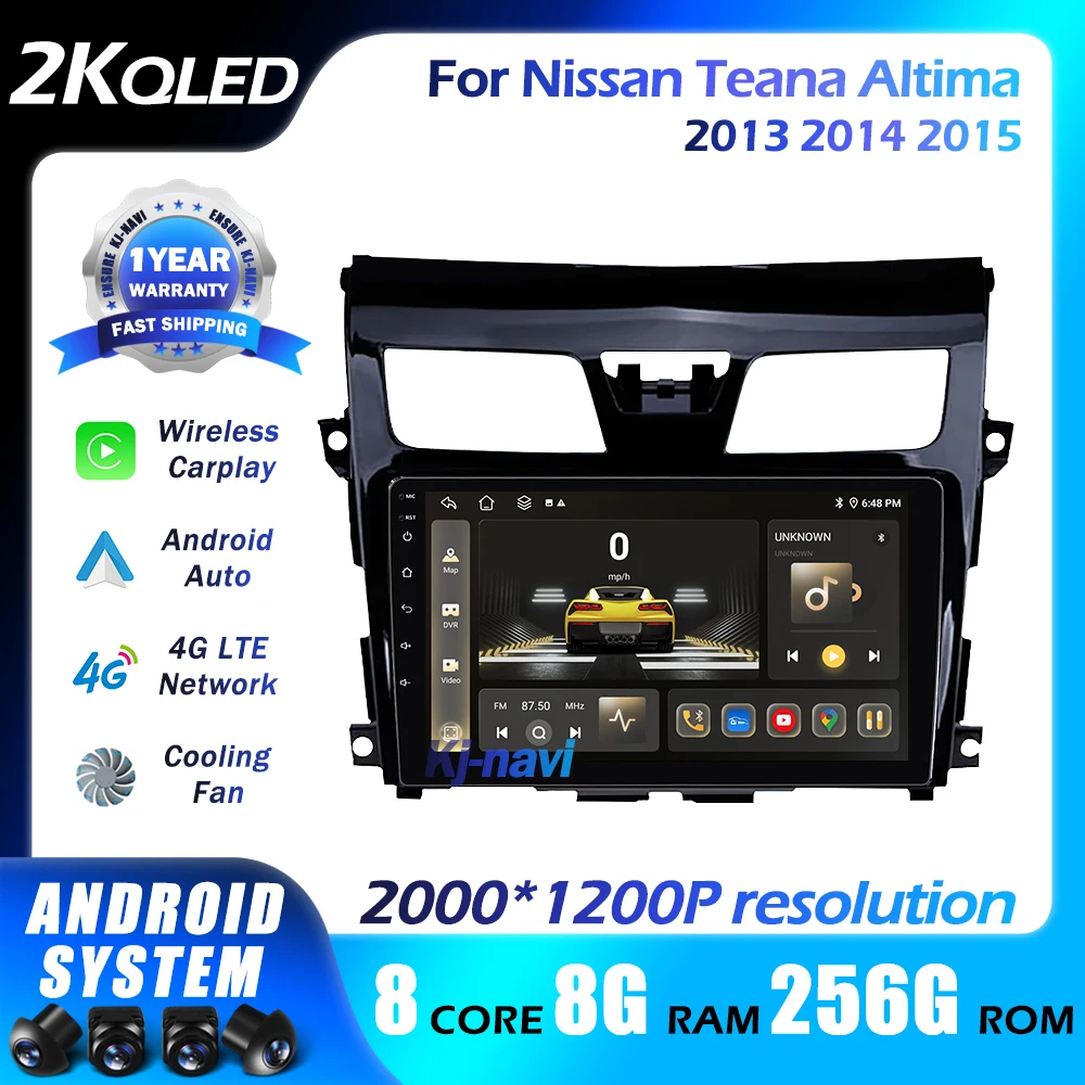 

10“ Car Radio Carplay Android 14 For Nissan Teana Altima 2013 2014 2015 GPS Video Navi Stereo Player Multimedia DSP 4G Wifi QLED