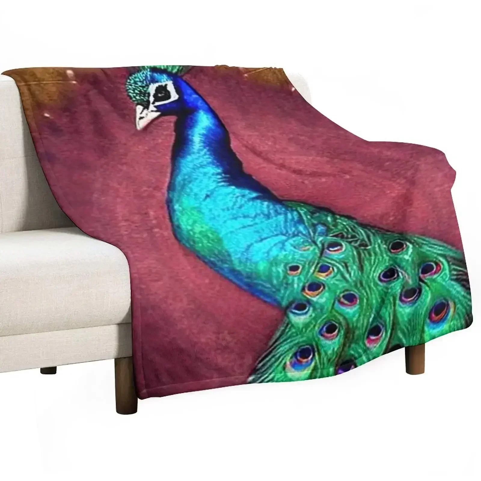 Sophisticated Peacock Throw Blanket Spring Fall Cozy Throw Blanket for Couch