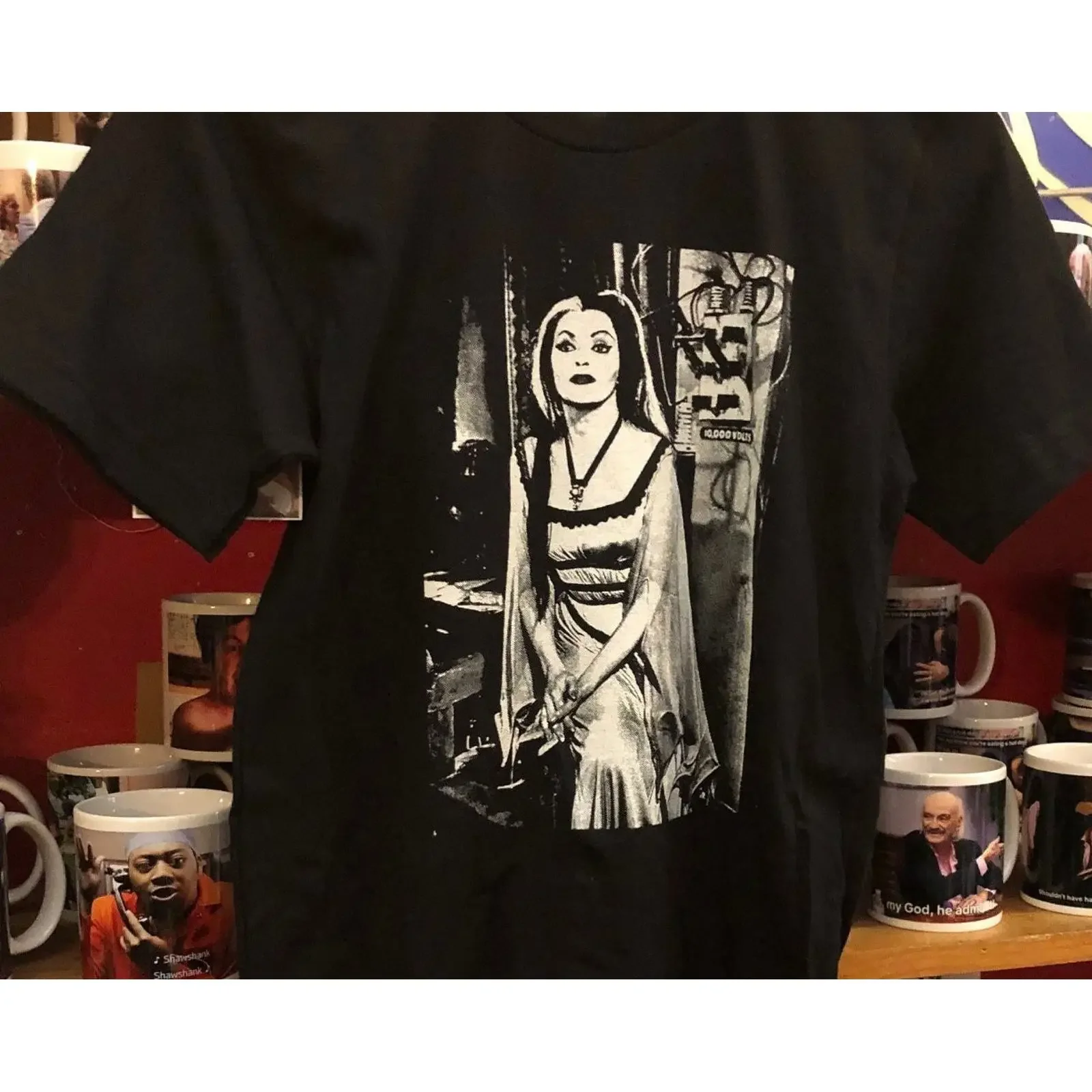 The Munsters Lily Munster Screen Black T Shirt Sizes Yvonne De Carlo vintage Washed Unisex Comfortable Versatile
