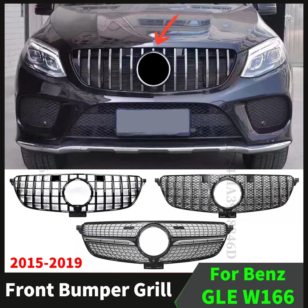 Sport GT GTR Diamond Front Inlet Grille Grill Mesh Kit For Mercedes W166 Benz GLE 300 400 350 320 500 2015 2016 2017 2018 2019