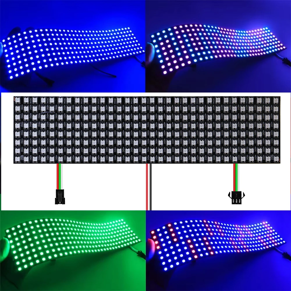 Full Color WS2812B RGB Flexible 8X8 16x16 8x32 Pixel Led Panel Matrix Screen Module WS2812 Individually Addressable IC DC5V
