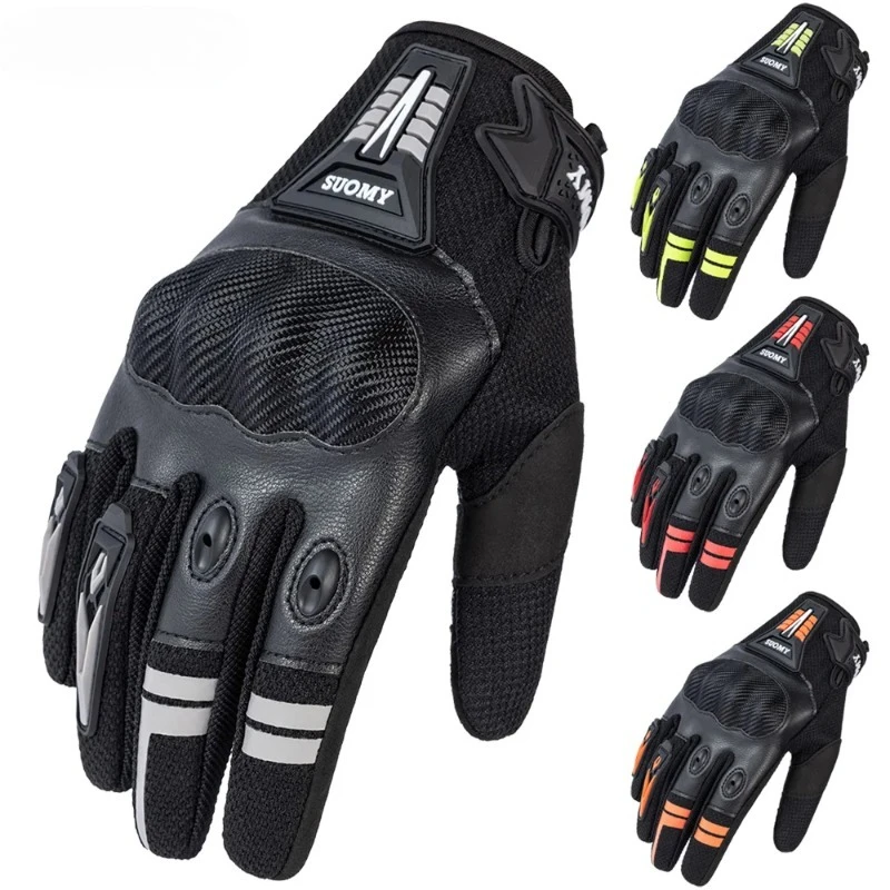Motorcycle Full Finger Gloves Summer Breathable Non‑slip Wear‑resistant Touch Screen Motocross Racing Moto Biker Gloves