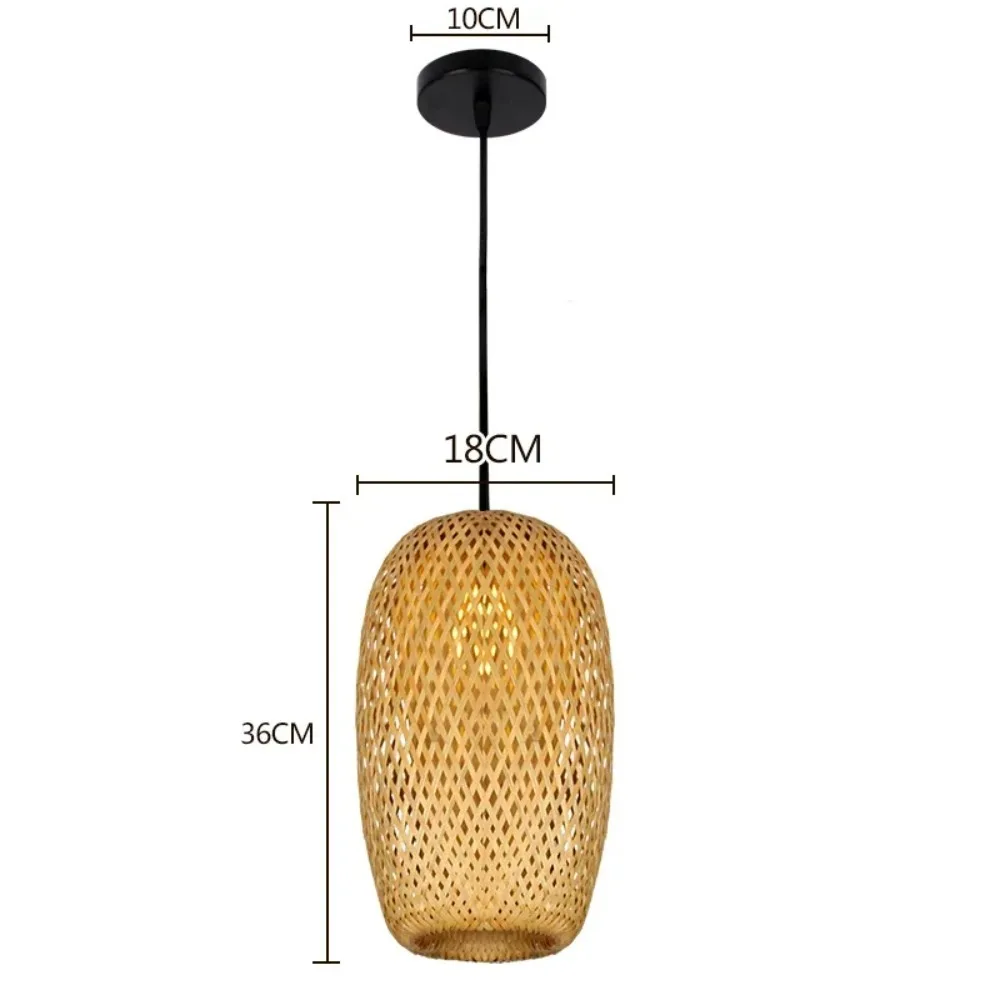 Handmade Natural Woven Lamp Traditional Restaurant Decorative Lighting Wooden Bamboo Chandeliers Rattan Pendant Lights