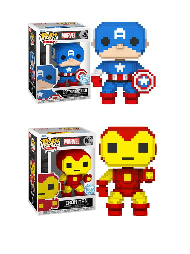 Genuine Funko Vinyl Handmade POP Marvel Series Mosaic Pixel Thor Captain America Iron Man Collection Doll Decorations Doll Gifts