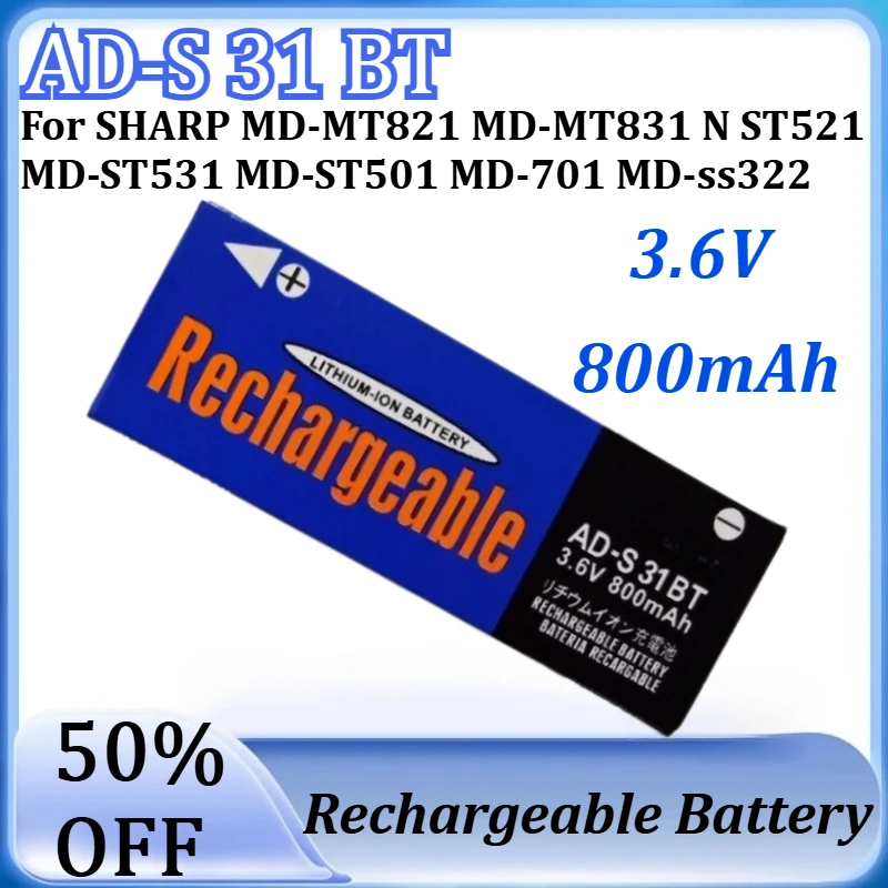 3.6V 800mAh AD-T51BT T31 Battery For Kenwood NB-L11A For SHARP MD-MT821 MD-MT831 N ST521 MD-ST531 MD-ST501 MD-701 MD-ss322