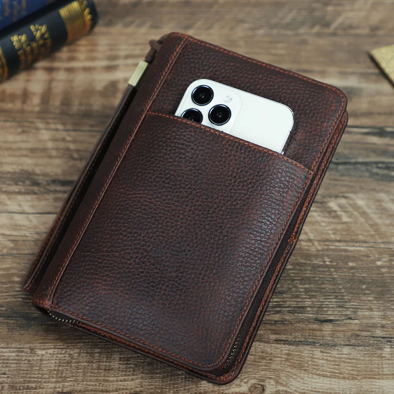 HTS-CF5009 Retro Crazy Horse Drop Pattern Leather Travel Portable Genuine Leather Five Pack Cigar Appliance Storage Bag