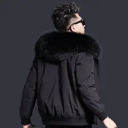 2023 New Men Parka Waterproof Short Jacket Imitation Fur Raccoon Fur Detachable Winter Coat Winter Clothing