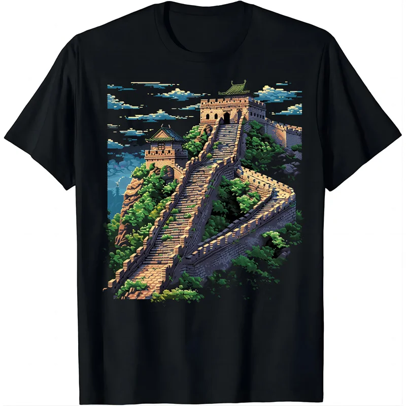 Great Wall Of China Pattern T-Shirt For Men Colorful 3D Printed Tees Summer Casual Short Sleeve O-Neck Tops Unisex T Shirts