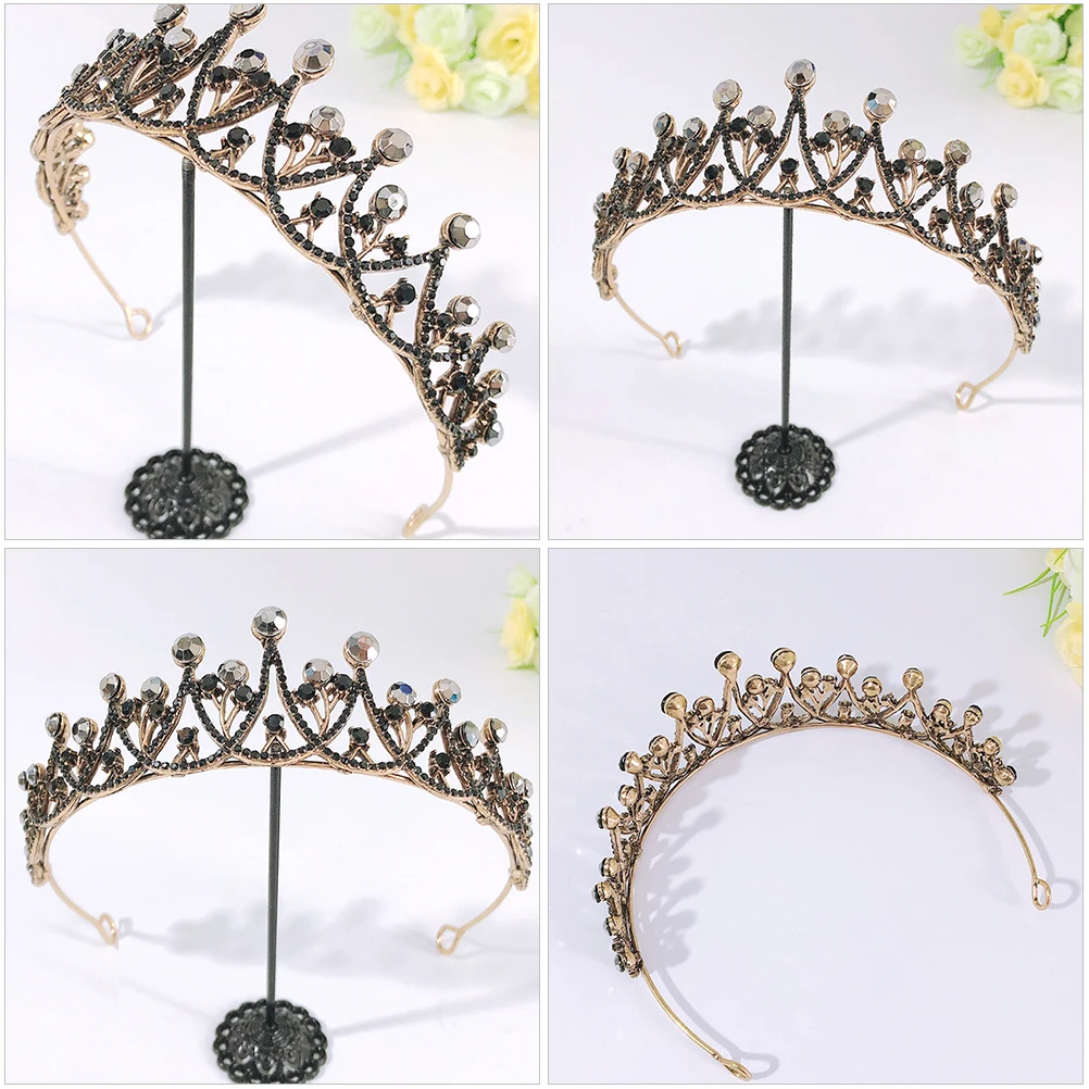 

Baroque Crown Women Headdress Earrings Bride Princess Premium Alloy Baroque Crown Earrings Women Headdress Durable Gift