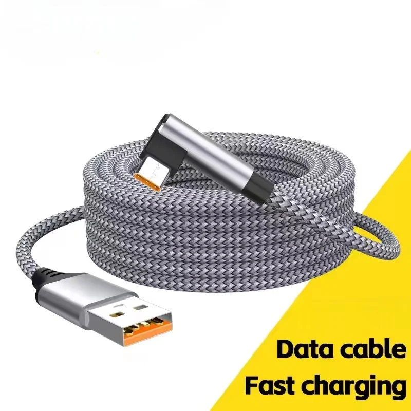 Câble de charge rapide USB C coudé 6A, 3m 5m, pour Samsung Huawei Xiaomi Oppo OnePlus VR Camera