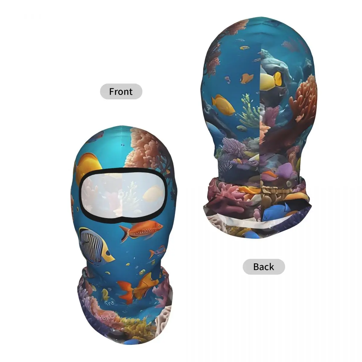 Underwater World With Coral Reef Corals And Tropical Fish Breathable Thin Balaclava Full Face Mask Sun Protection Neck Gaiter