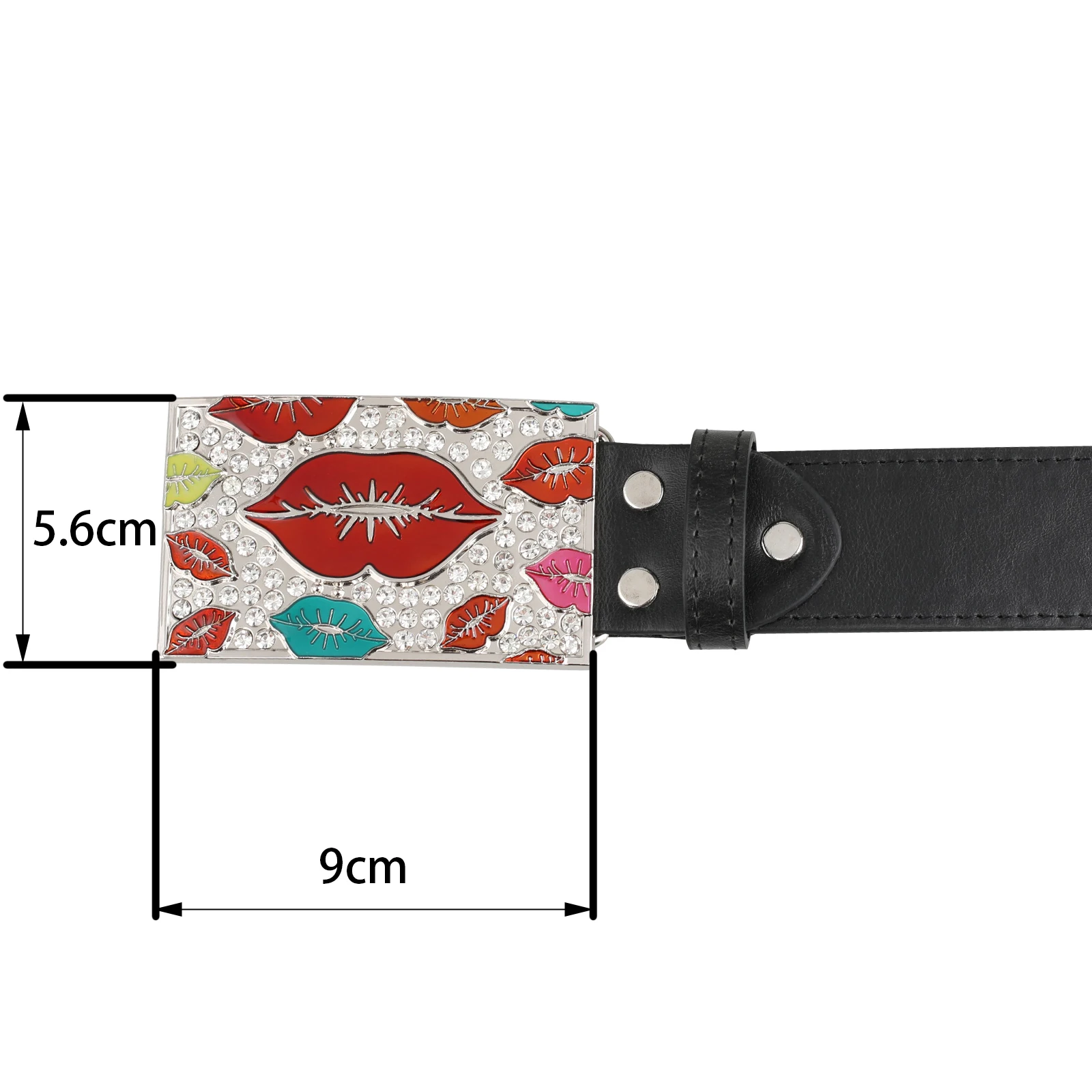 Lippen Riemgesp Strass Decoratie Modieuze vierkante gesp