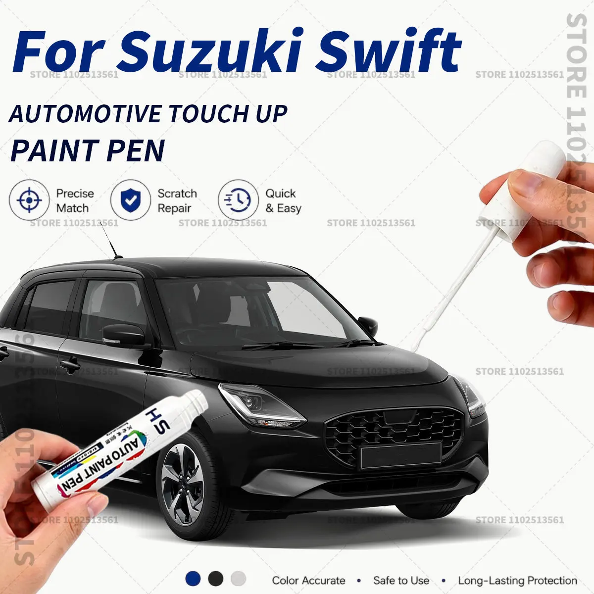 Car Touch Up Paint Pen Quick Repair Scratch Remover Auto Paint Brush Easy Application For Suzuki Swift White Black Yellow Green