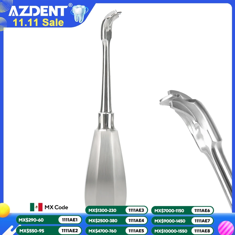 AZDENT Dental Crown Spreader Drill Restoration Forcep Metal Handle Non-Slip Dental Root Elevator Cross Broken Crown Remover